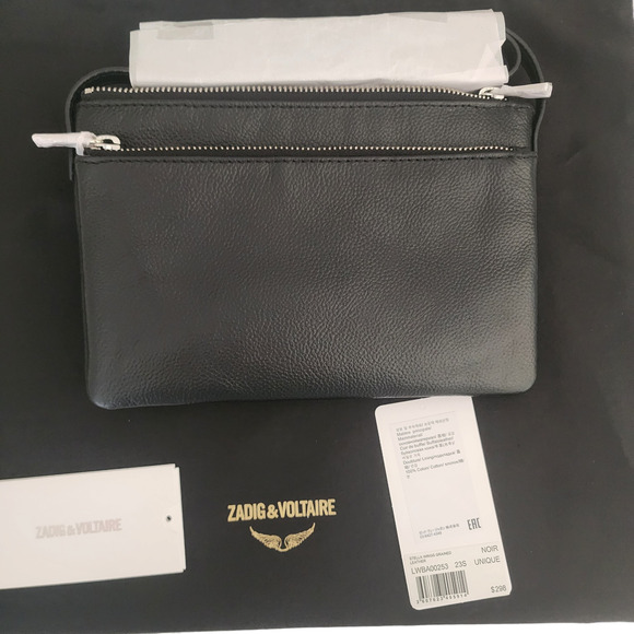 NWT Zadig & Voltaire Crossbody Bag Black Leather Stella Wings Zipper Shoulder - Picture 5 of 16